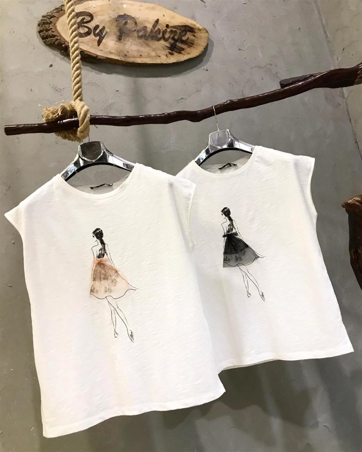Balerin Kız Tshirt  (PUDRA & SİYAH)