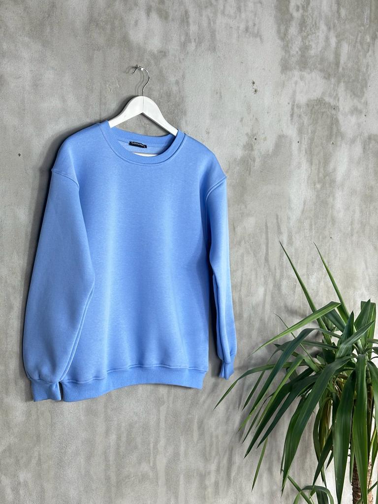 Basic Model Şardonlu Sweat (Bebe Mavisi)