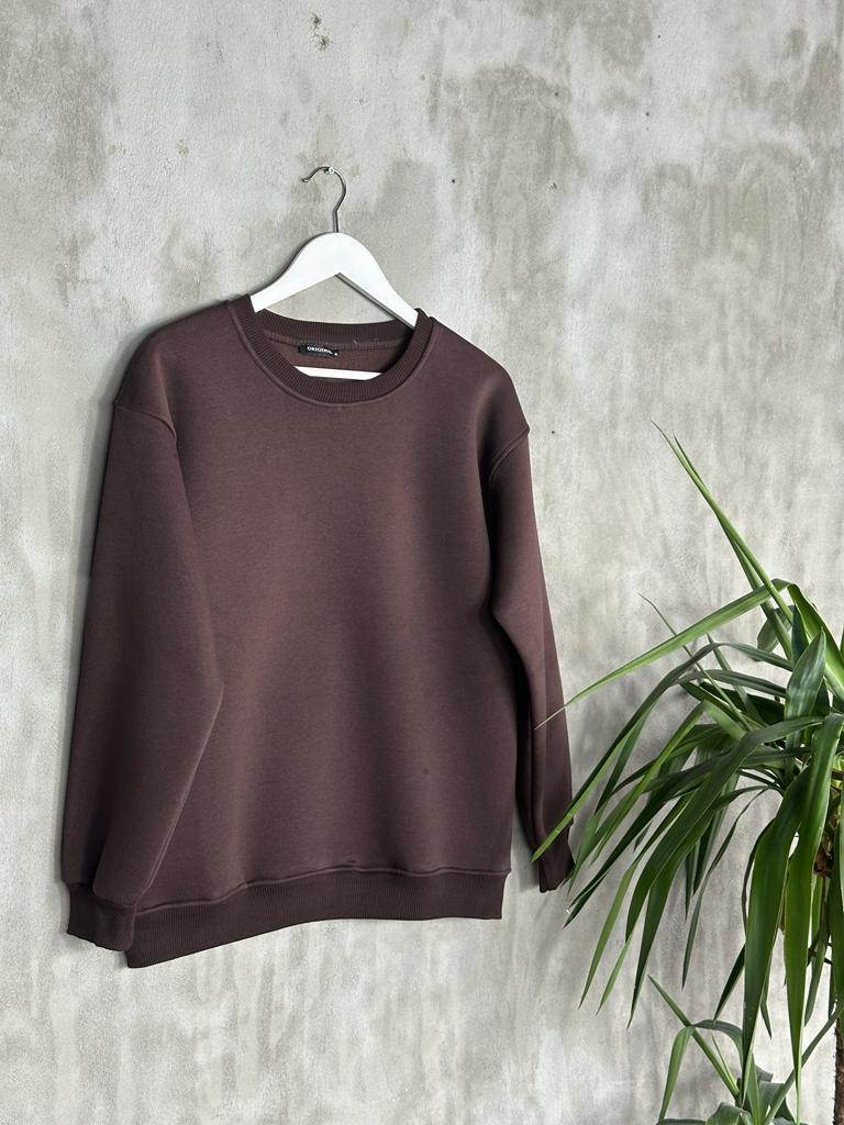 Basic Model Şardonlu Sweat (Kahve)