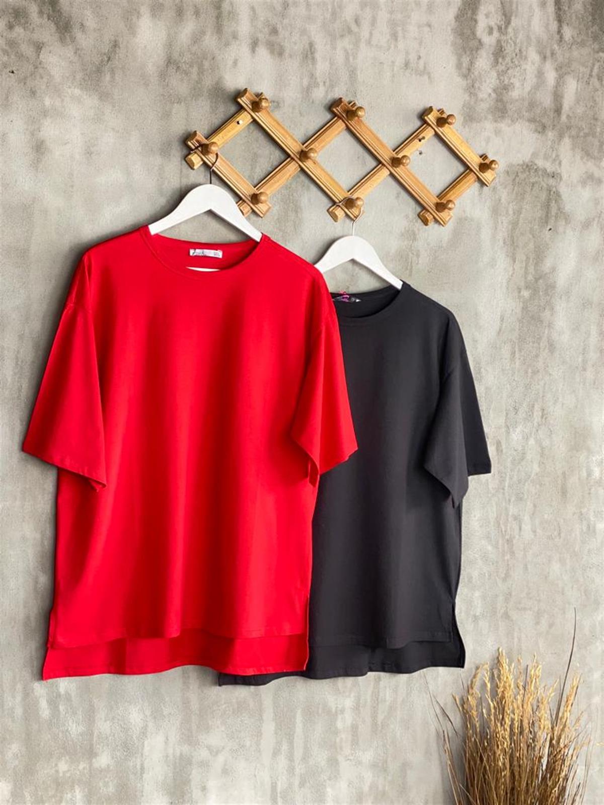 Basic Tunik Tişört (Siyah/Kırmızı)