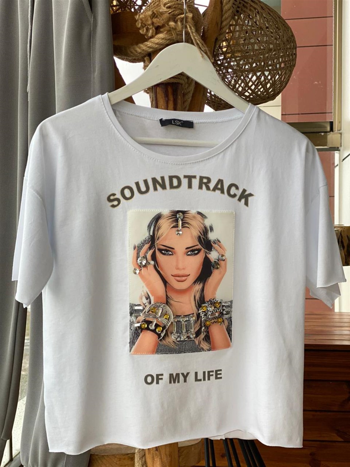 Baskı Üzerine Özel Taş İşçilikçi Tshirt