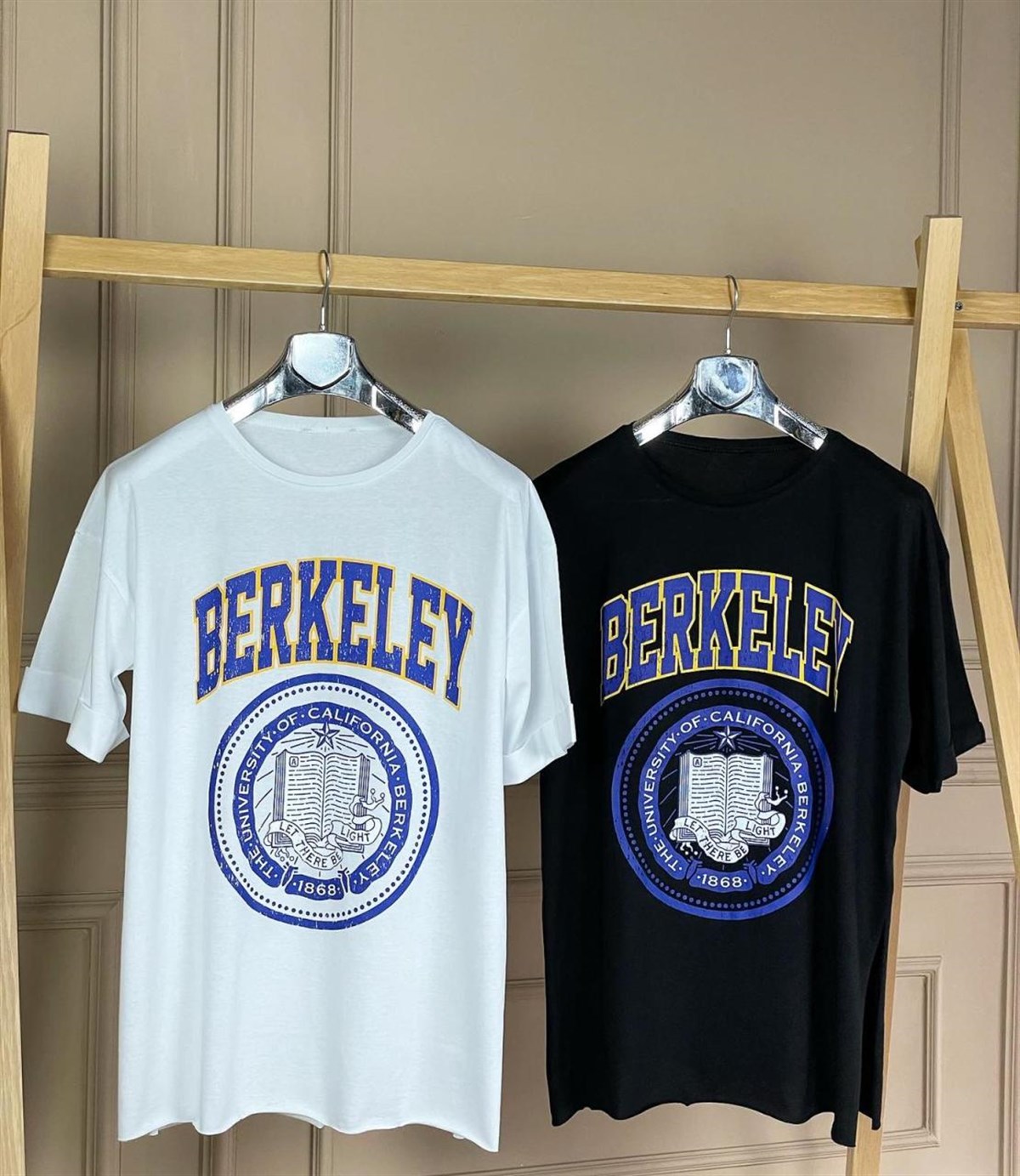 Baskılı Yanları Yırtmaçlı Basic Tunik Tshirt  (SİYAH & BEYAZ)