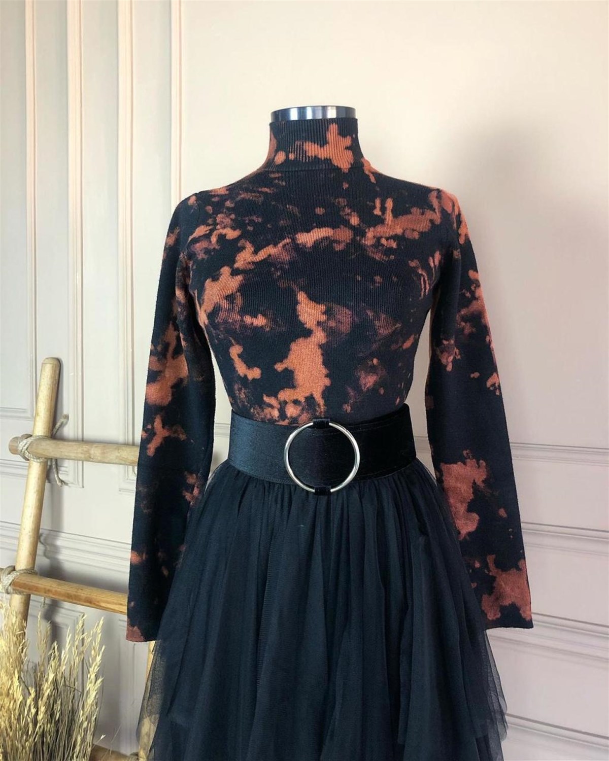 Batik Desen Yarım Balıkçı Kazak