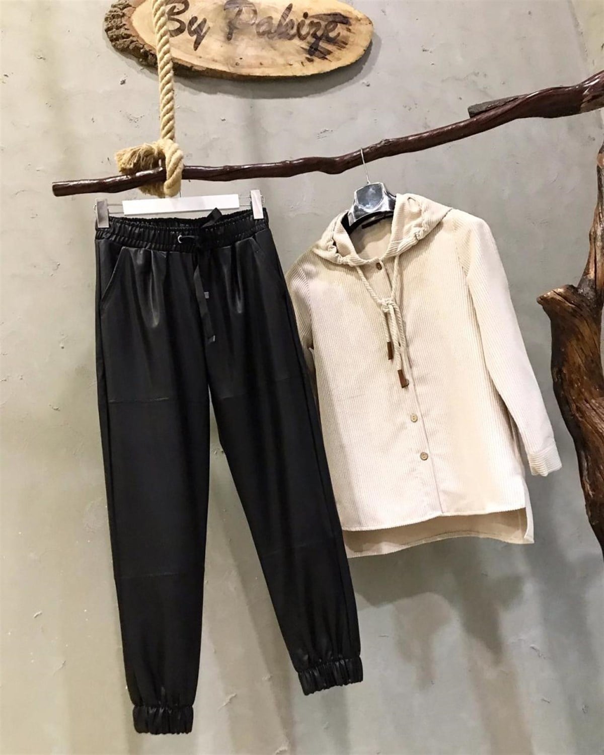 Beli Lastikli Deri Pantolon (SİYAH)