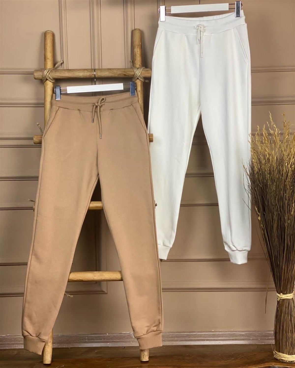 Beli lastikli Eşofman Pantolon (BEYAZ& VİZON)