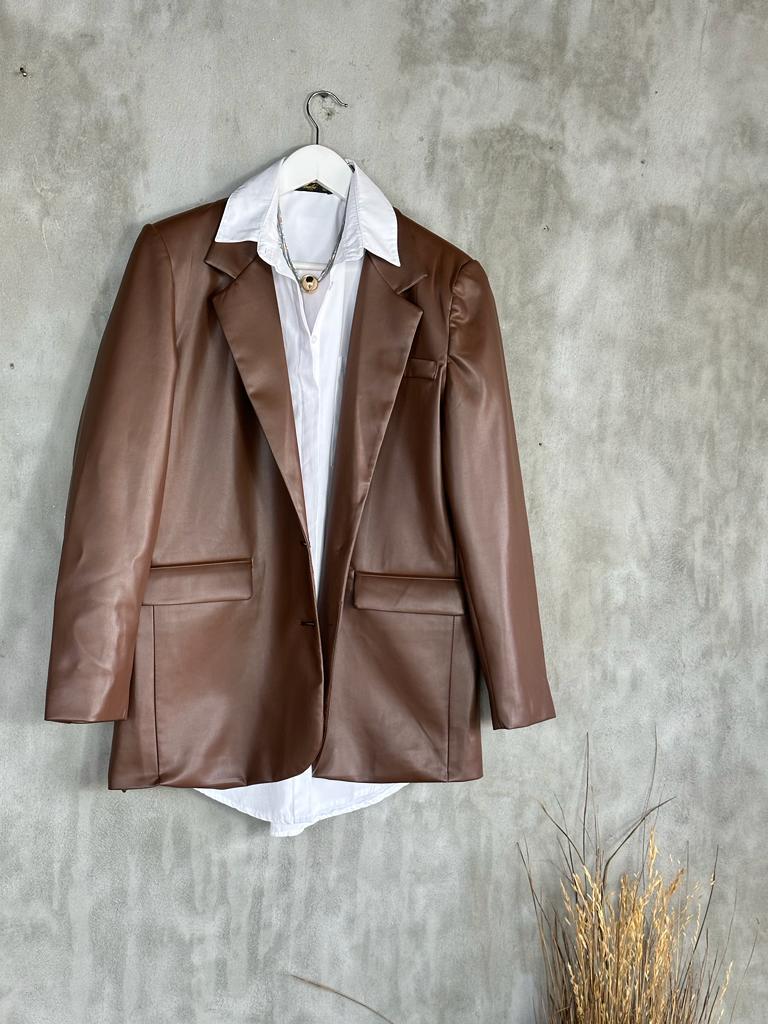 Blazer Deri Ceket (Kahve)