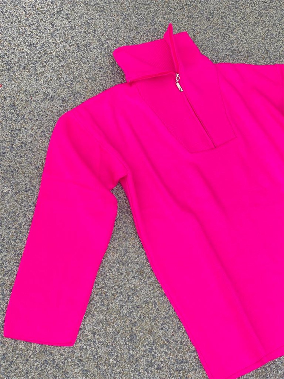 Boğazdan Fermuarlı Çelik Örgülü Oversize Kazak (Pembe)