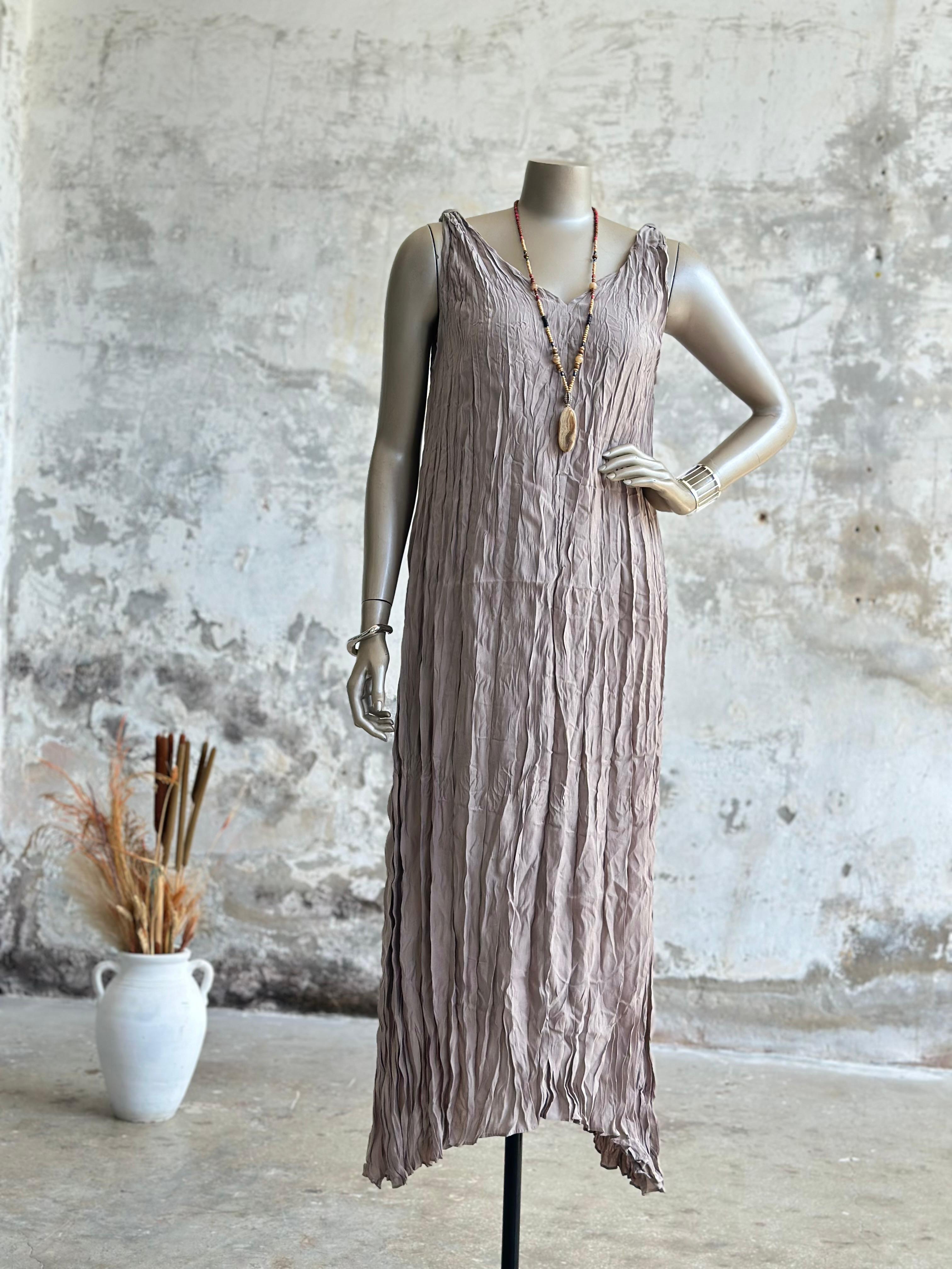 Bohem Tarz Tasarım Elbise (Vizon)