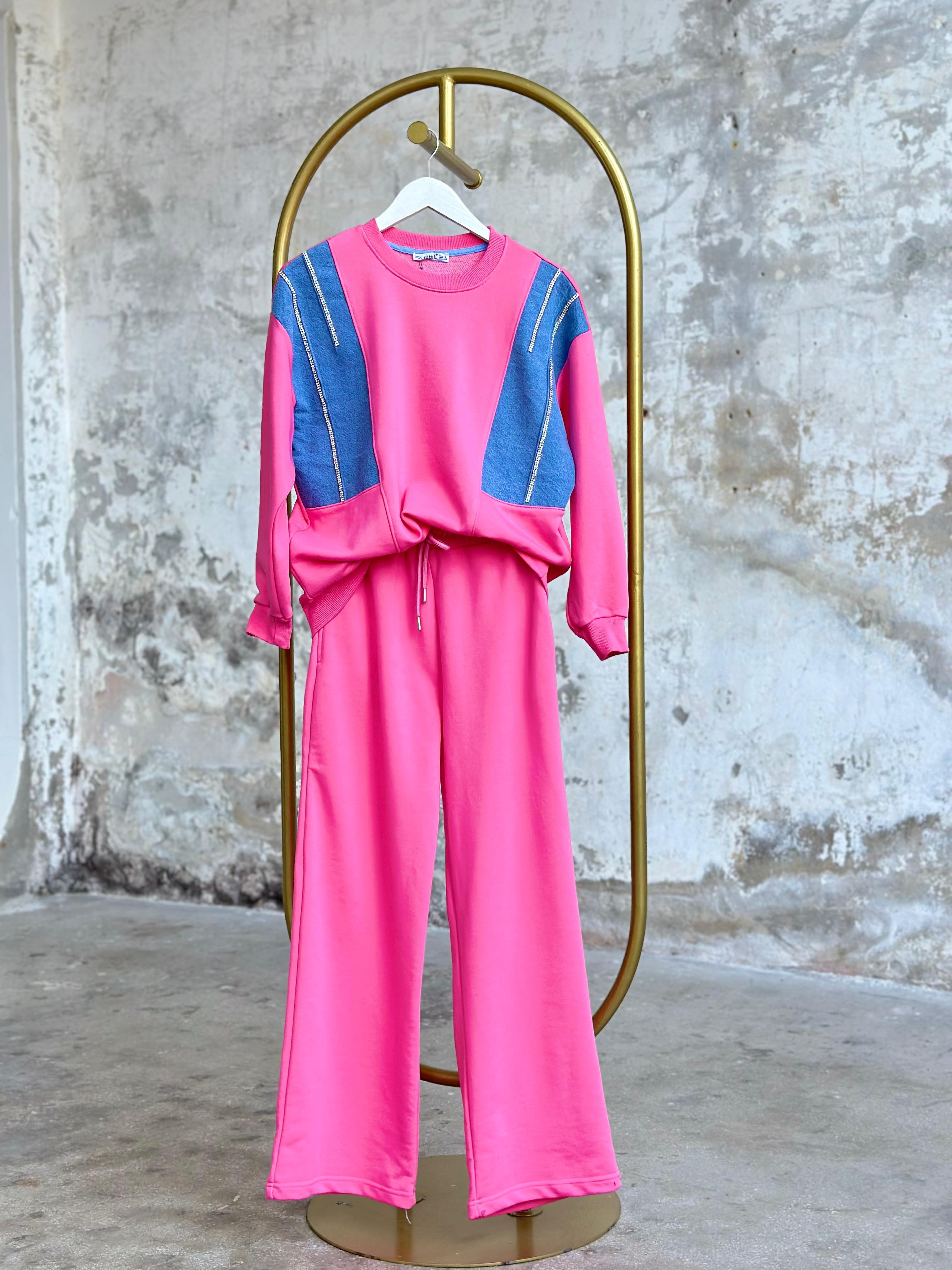 Bol Paça Yüksek Bel Pantolon (Pembe)