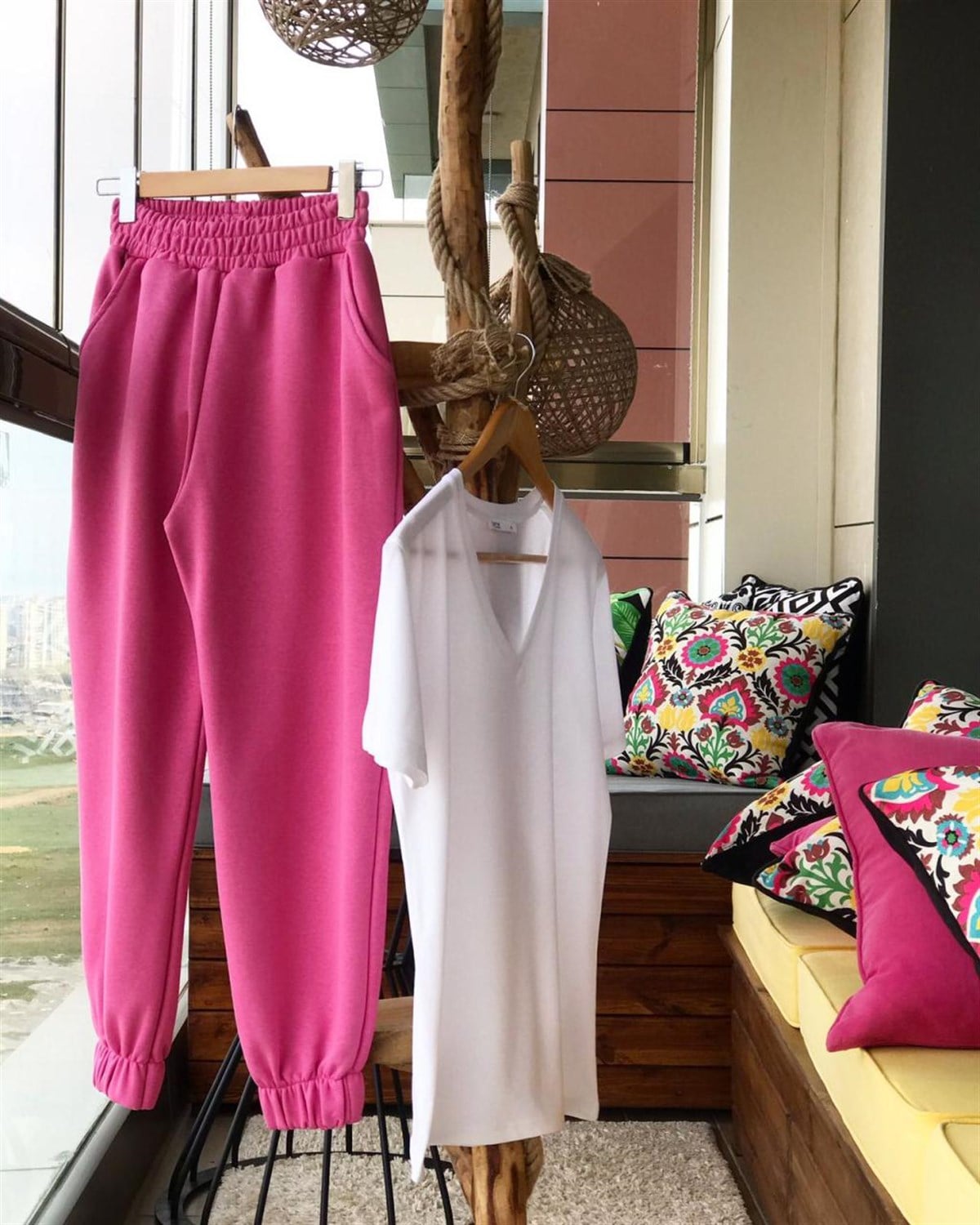 Boyfriend Model Eşofman Salaş Pantolon  (PEMBE)