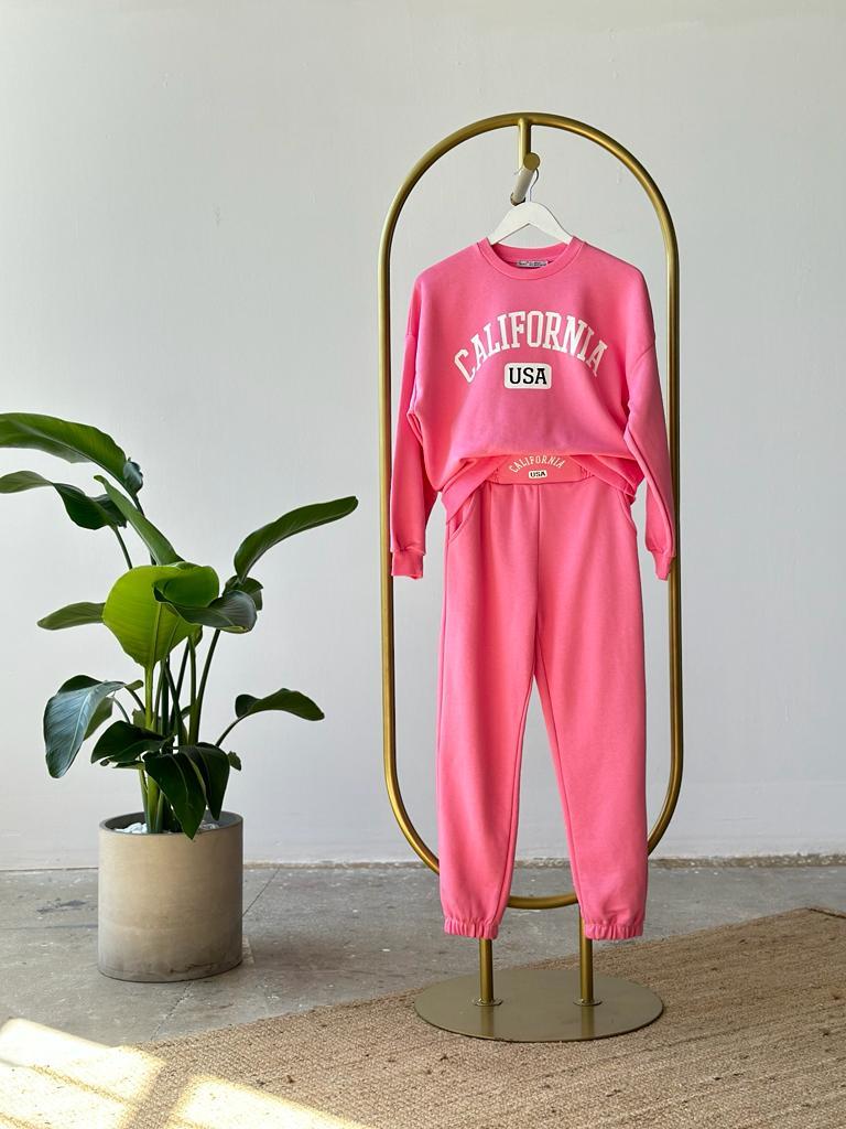Calıfornıa Yazı Baskılı Takım (Pembe)