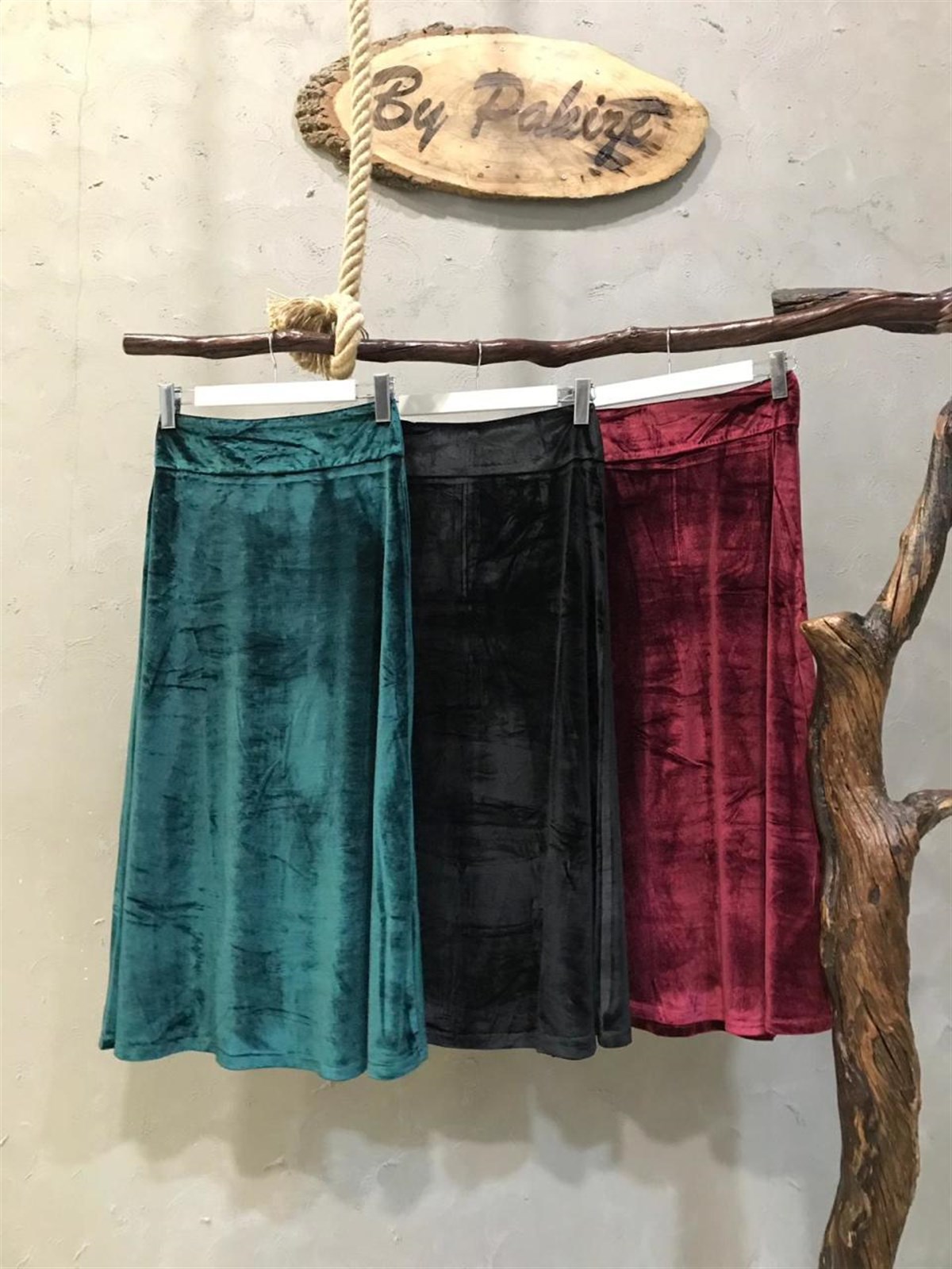 Çan Kadife Etek (BORDO & SİYAH & YEŞİL)