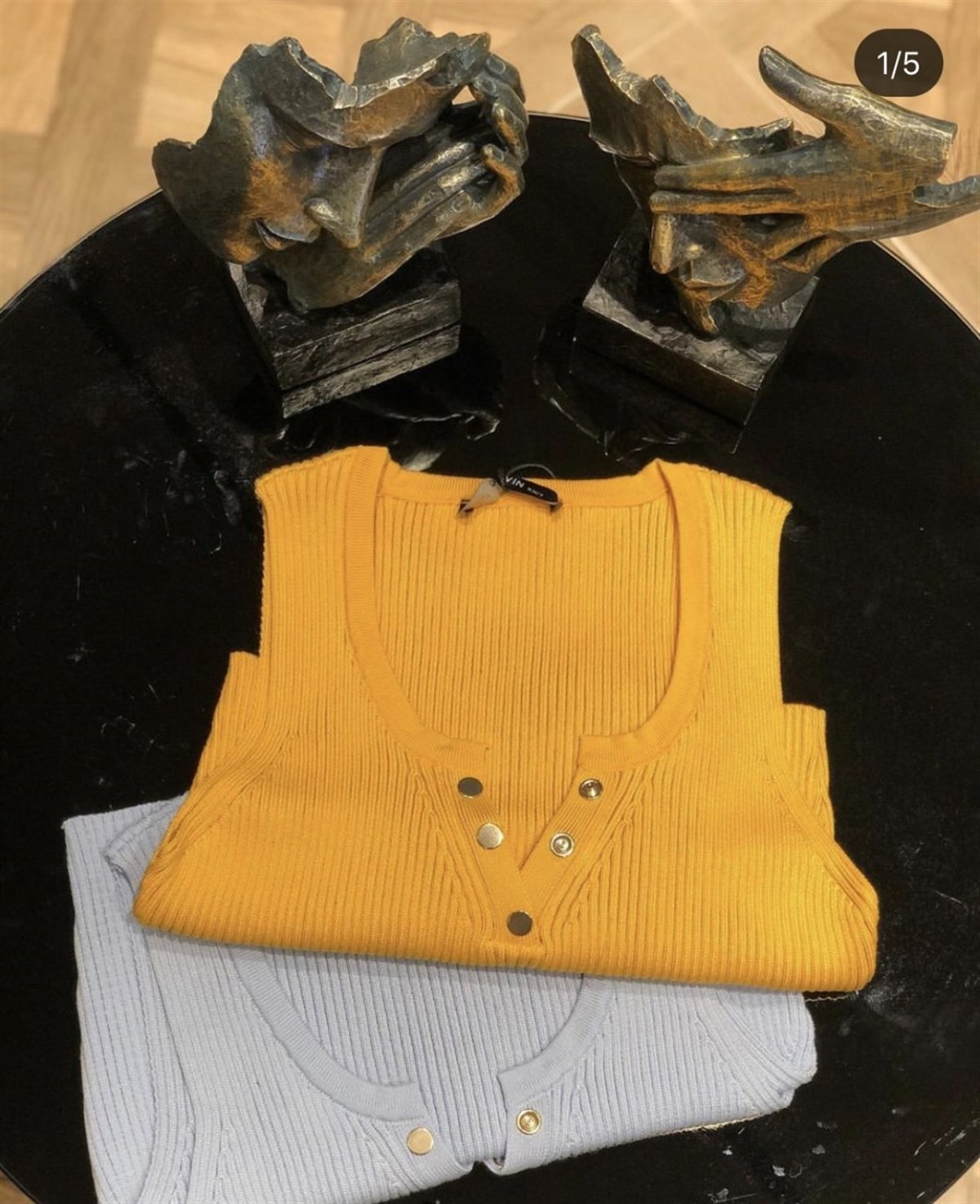 Çelik Örgü Crop Triko (HARDAL & MAVİ)