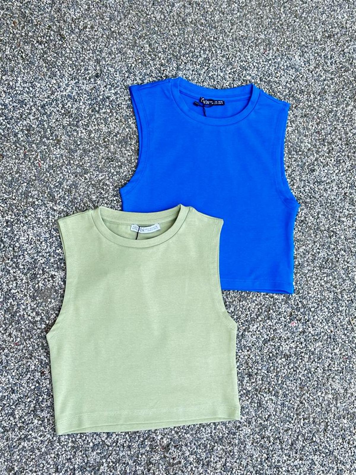 Dilvin Crop Top (Mint/Sax)
