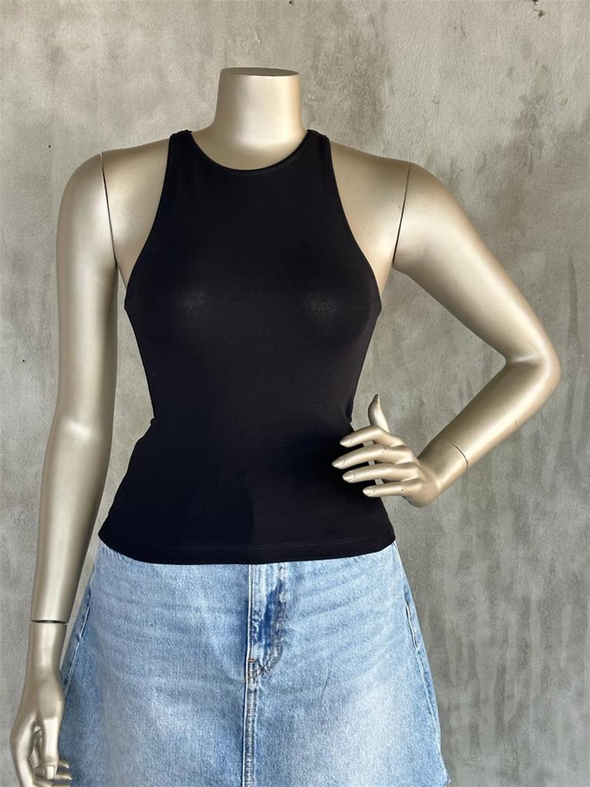 Dilvin Halter Yaka Crop (Siyah)
