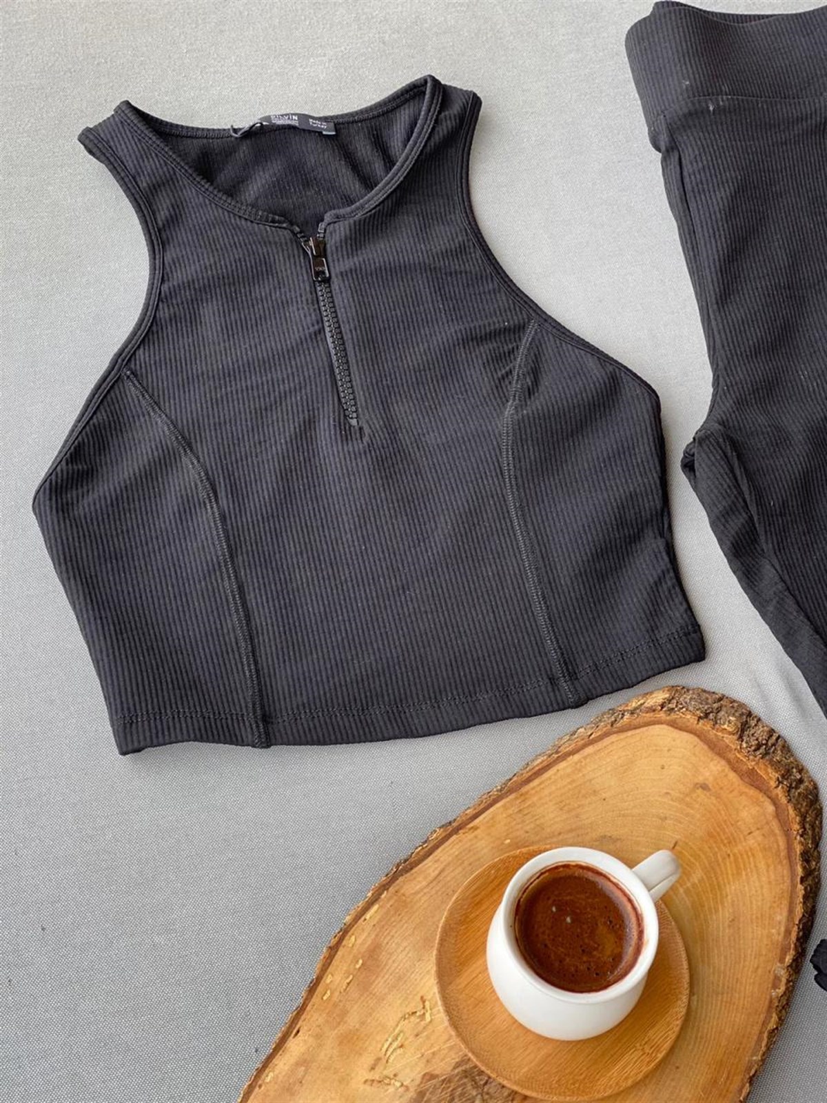 Fitilli Fermuar Detaylı Crop