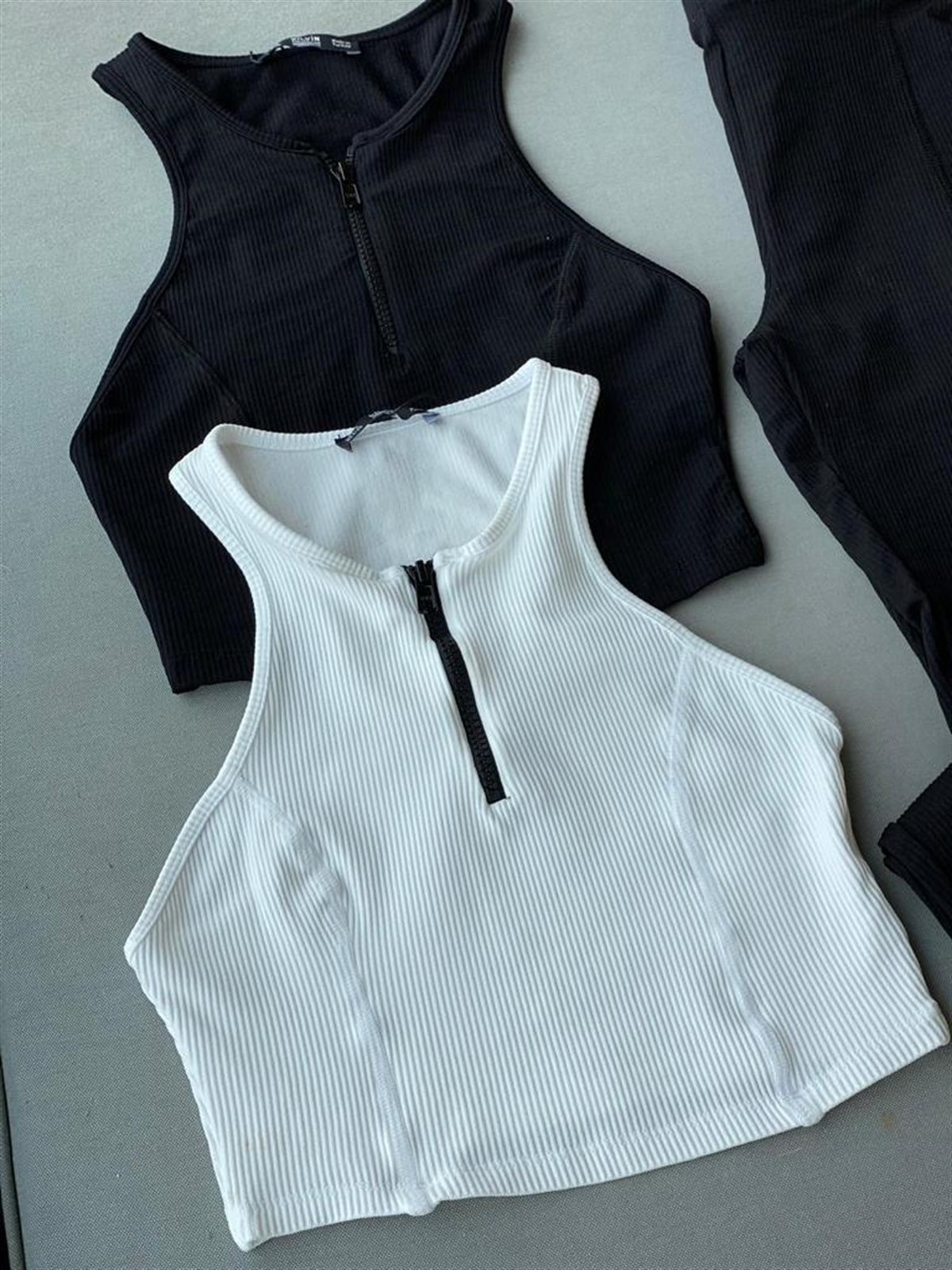 Fitilli Fermuar Detaylı Crop (EKRU)