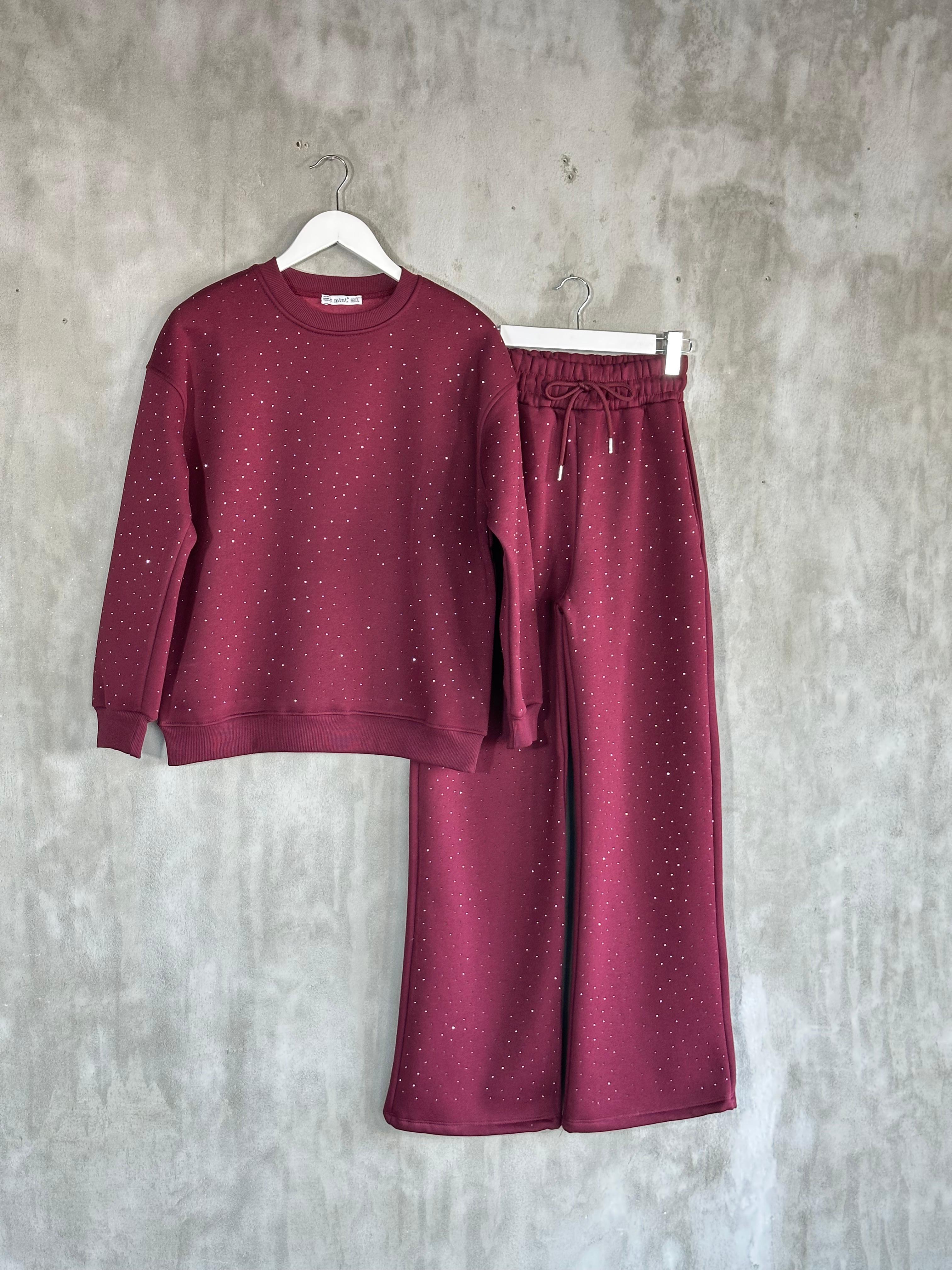 Full Taş İşçilikli Tasarım Takım (Bordo)