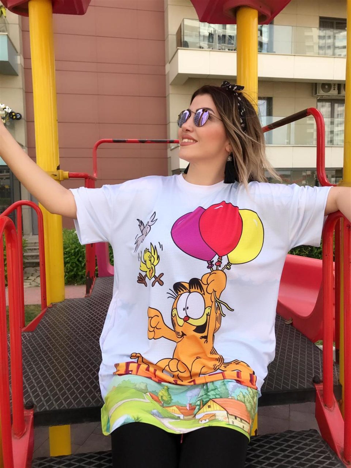 Garfield Desen Tunik Elbise