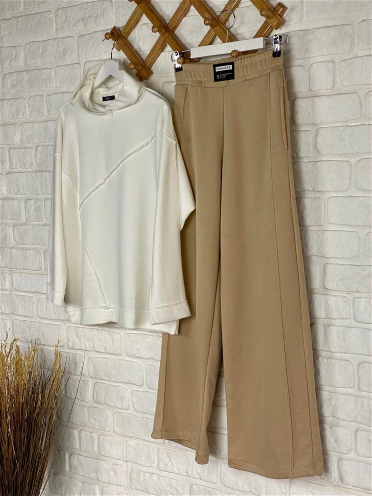 Geniş Paça Arma Detaylı Pantolon (Camel)