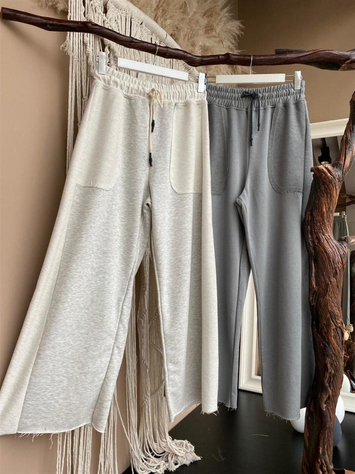 İkiiplik Sweat Kumaş Salaş Pantolon (SİYAH& GRİ & FÜME)