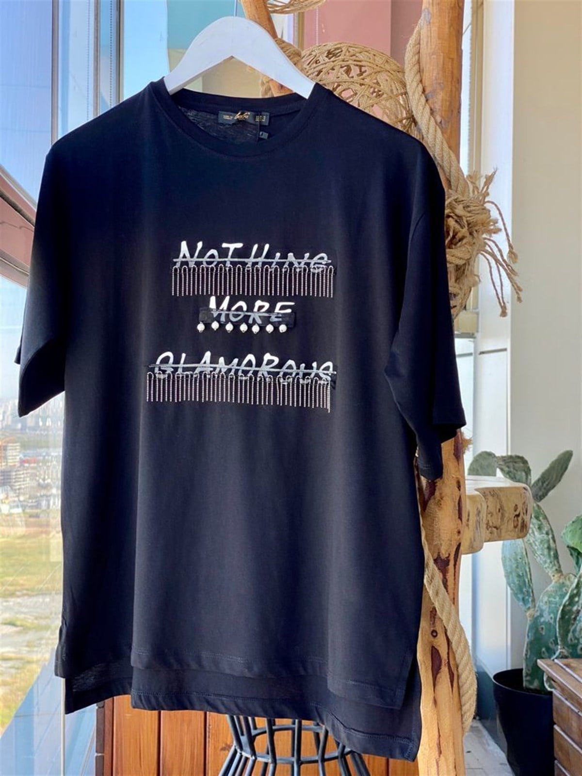 İnci Detaylı Tshirt (Siyah)