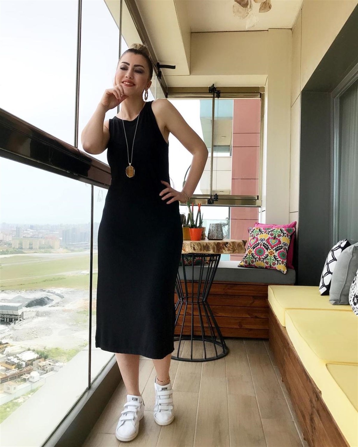 Kaşkorse Kumaş Midi Boy Elbise (SİYAH)