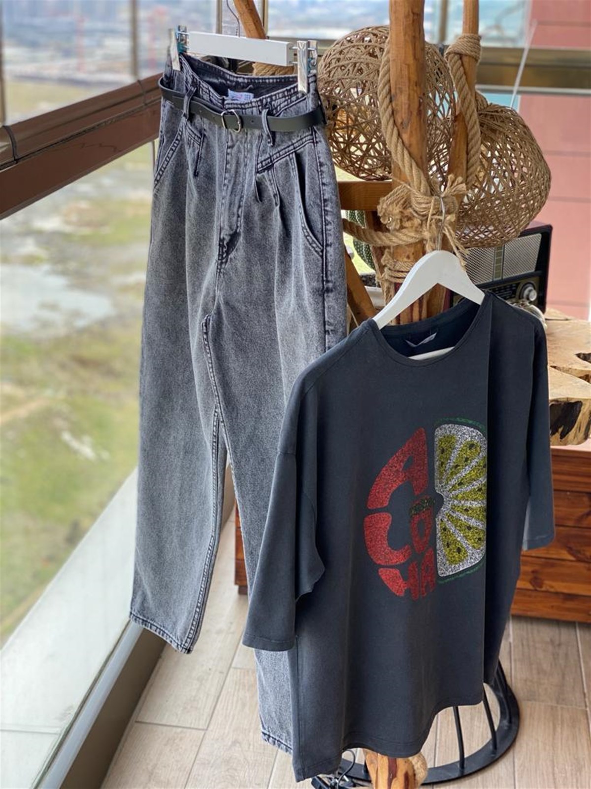 Kemerli Kot Pantolon (GRİ)