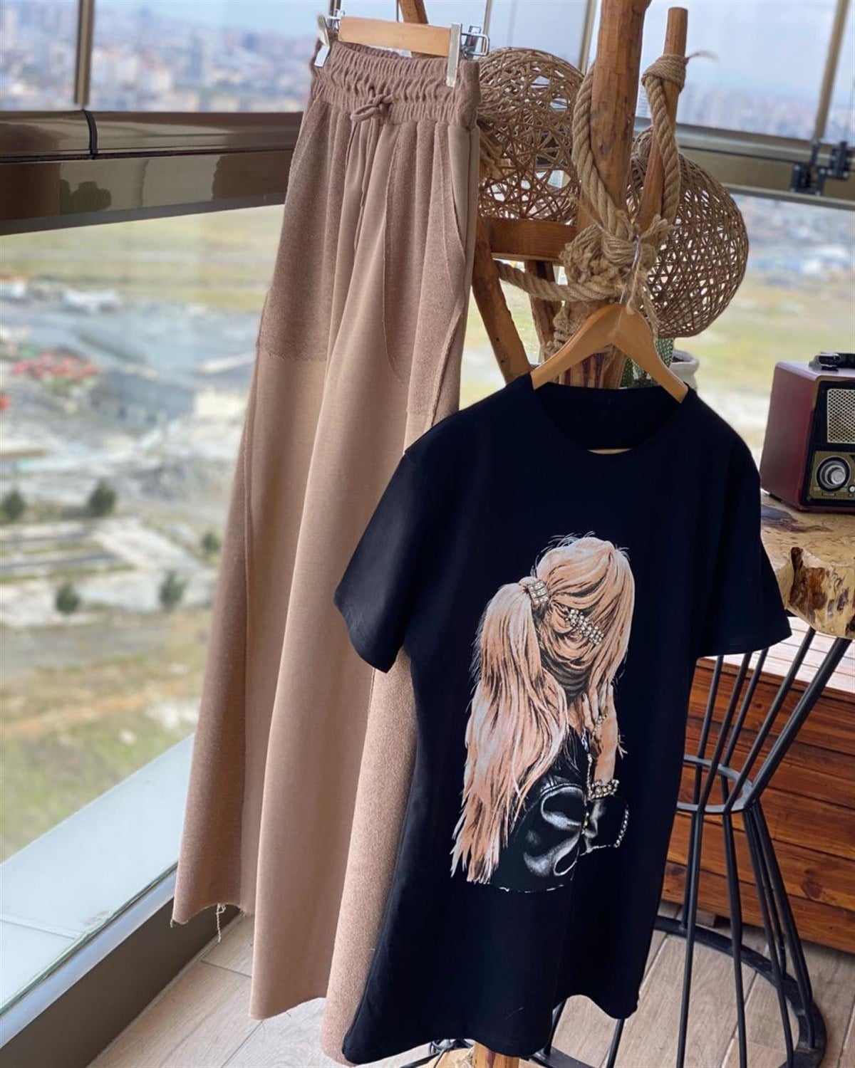Kristal Taş İşçilikli Tunik Tshirt (SİYAH)