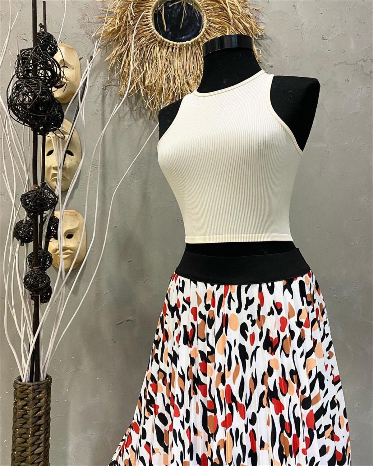 Likralı Yüzücü Croptop (NATURAL)