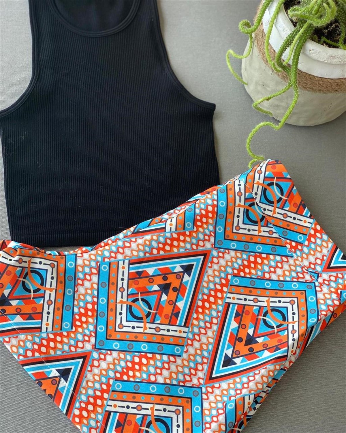 Likralı Yüzücü Croptop (SİYAH)