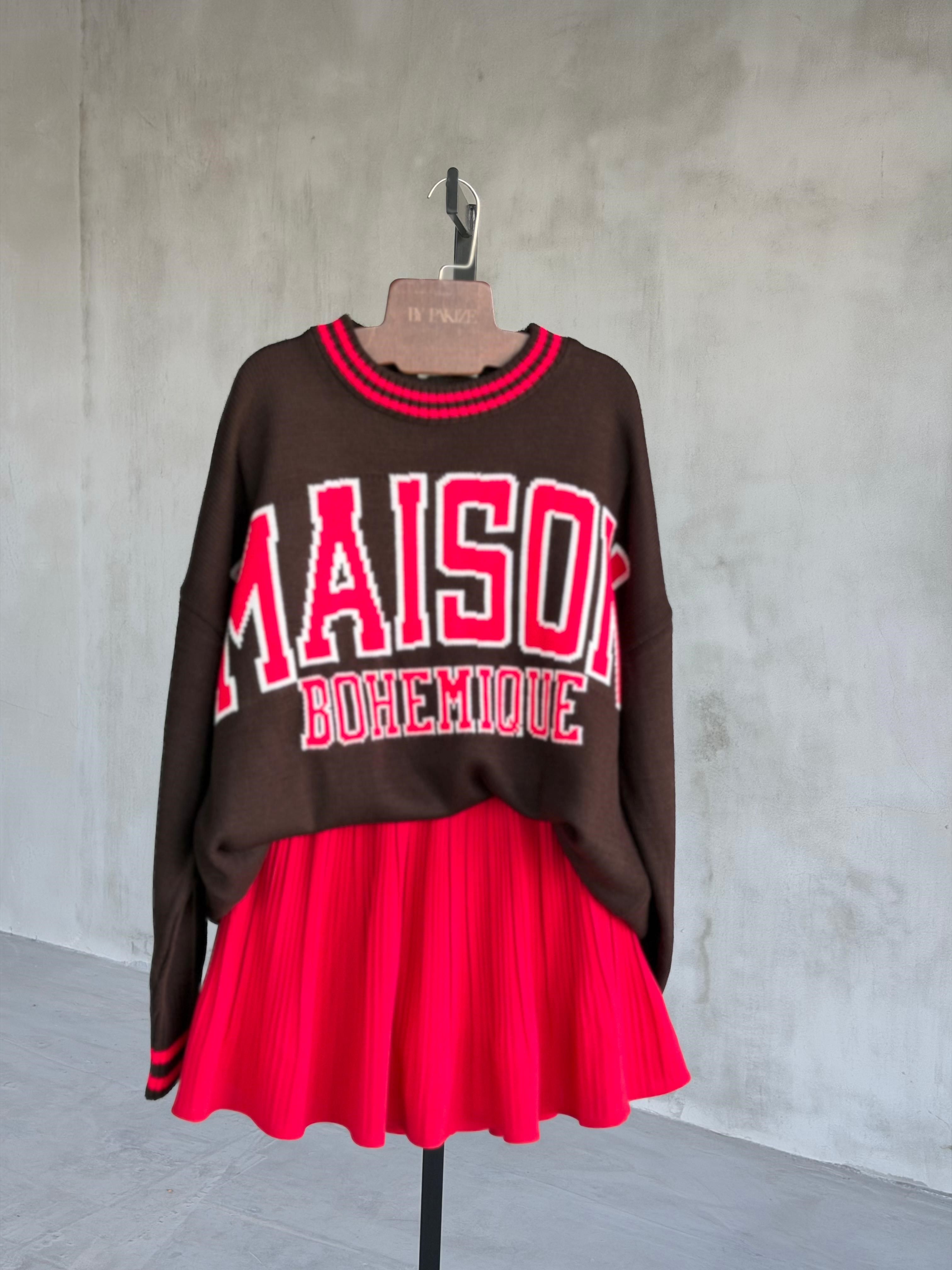 Maison Kolej Oversize Tunik Kazak (Kahve)