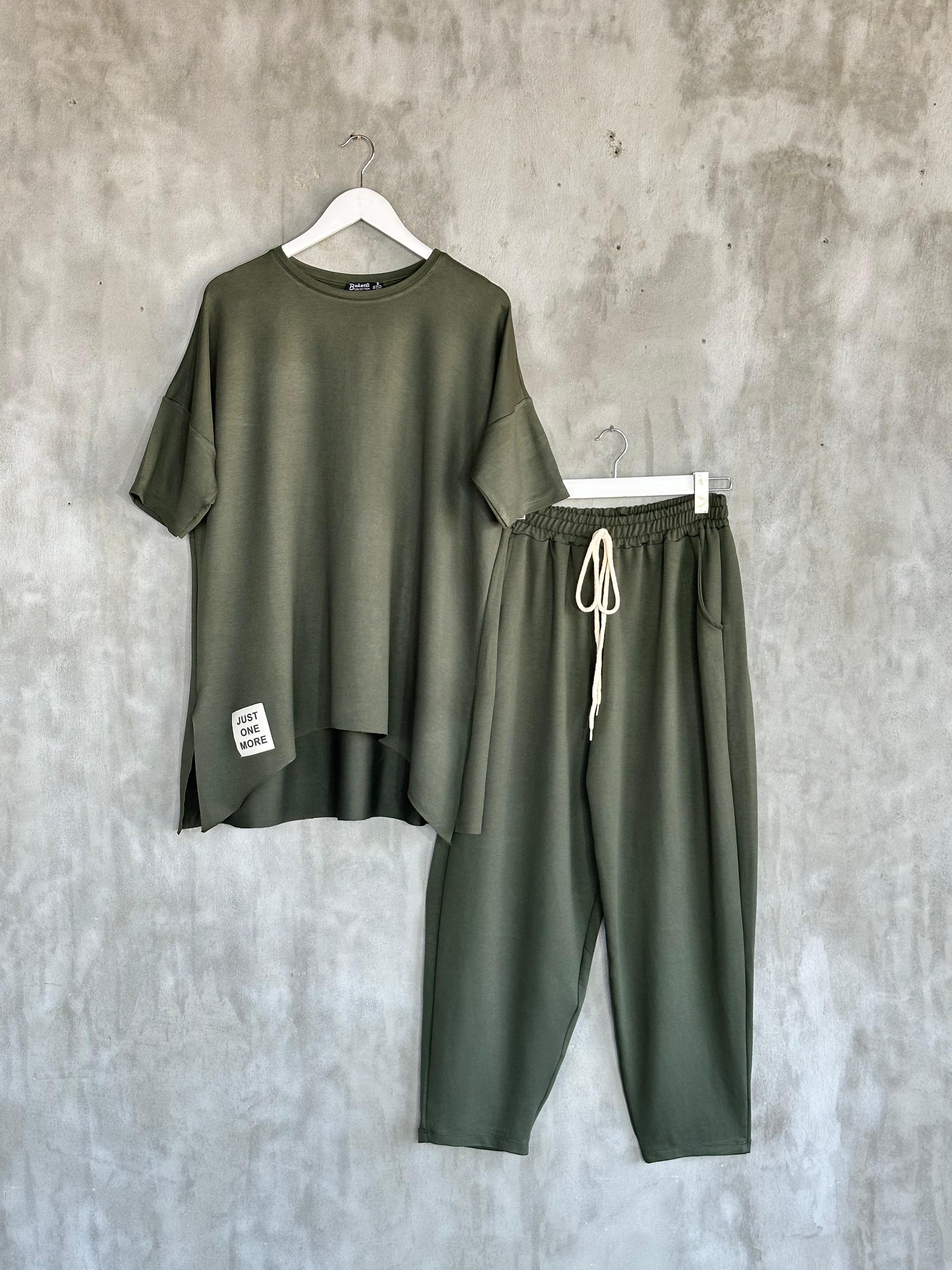 Neon Arma Detaylı Oversize Takım (Haki)