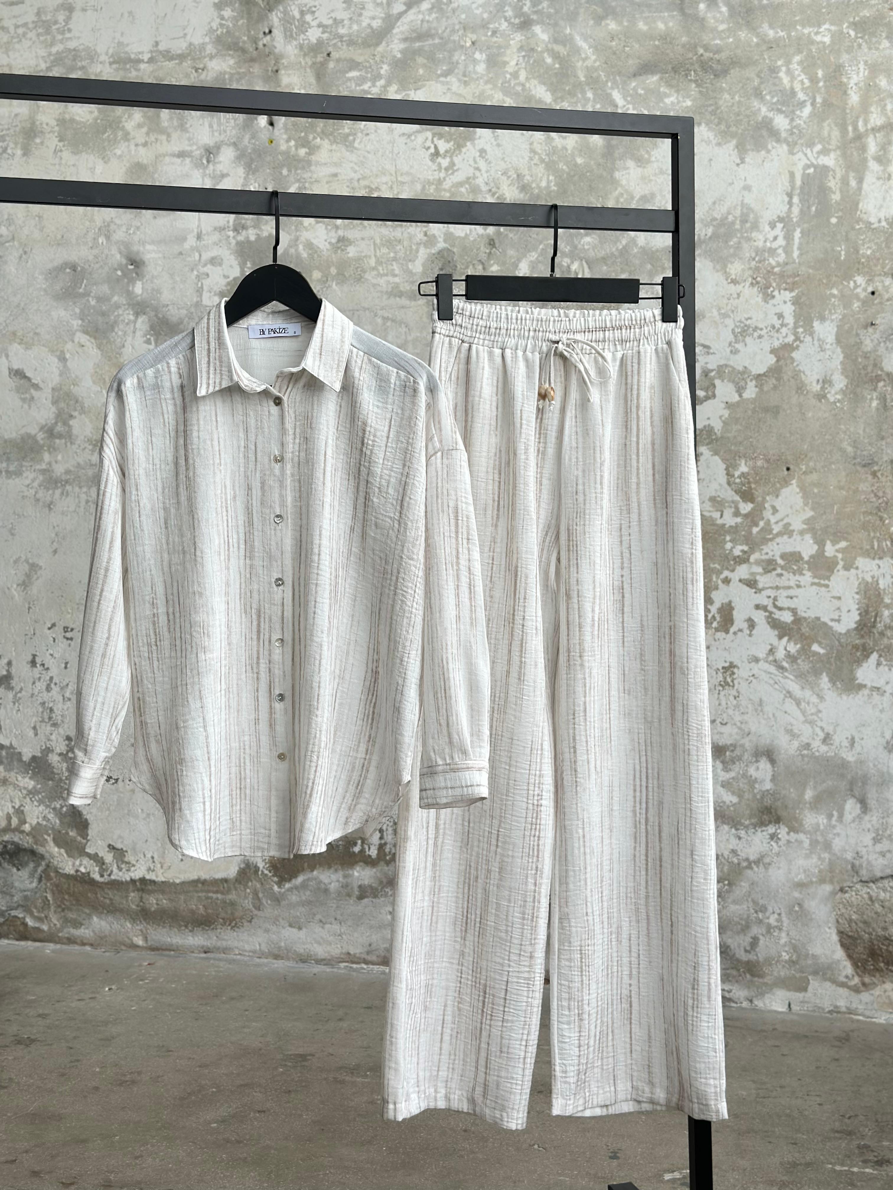 Oversize Gömlekli Kadın Takım (Natural)