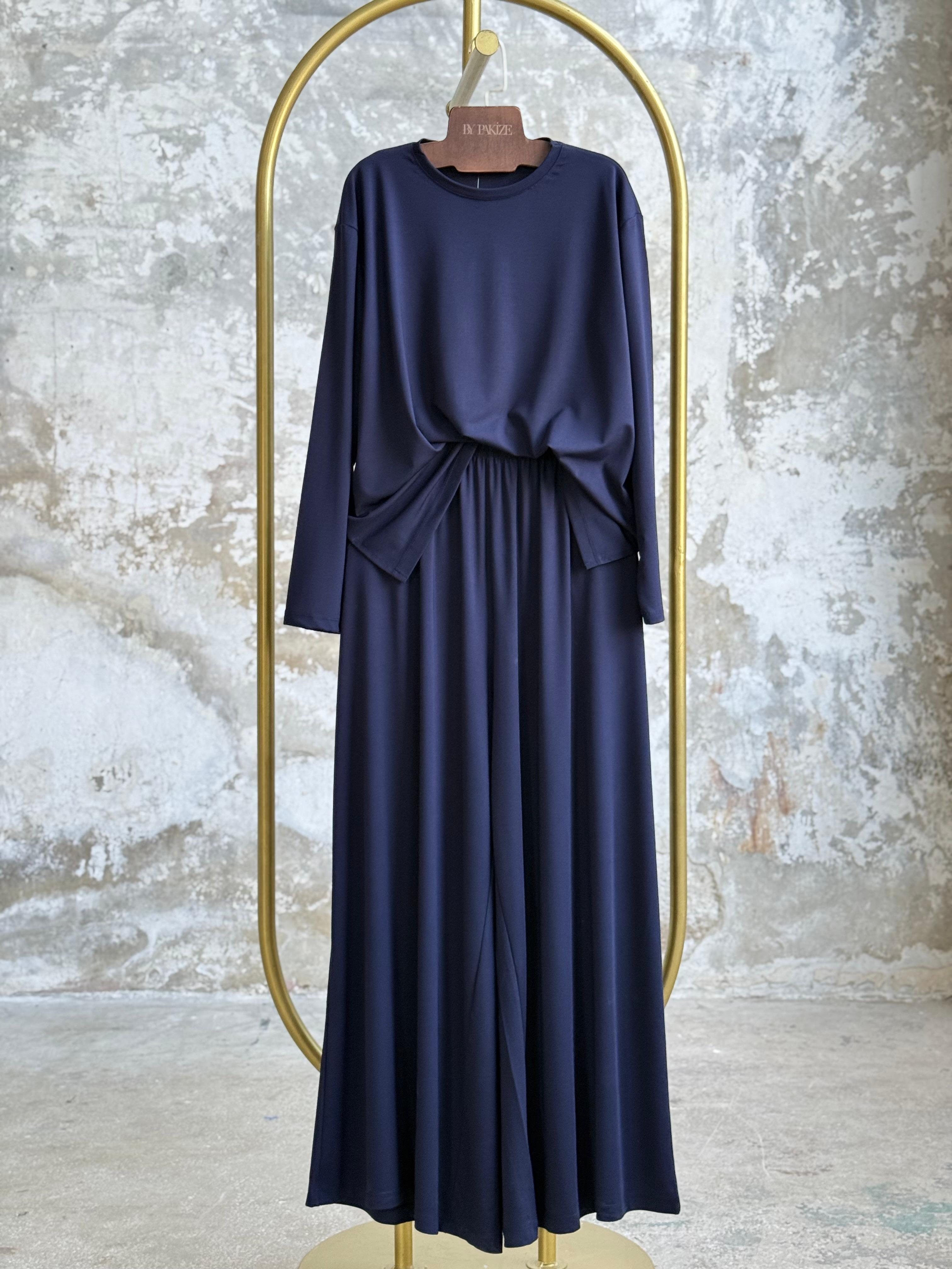 Oys Kumaş Oversize Bol Paçalı Takım (Lacivert)