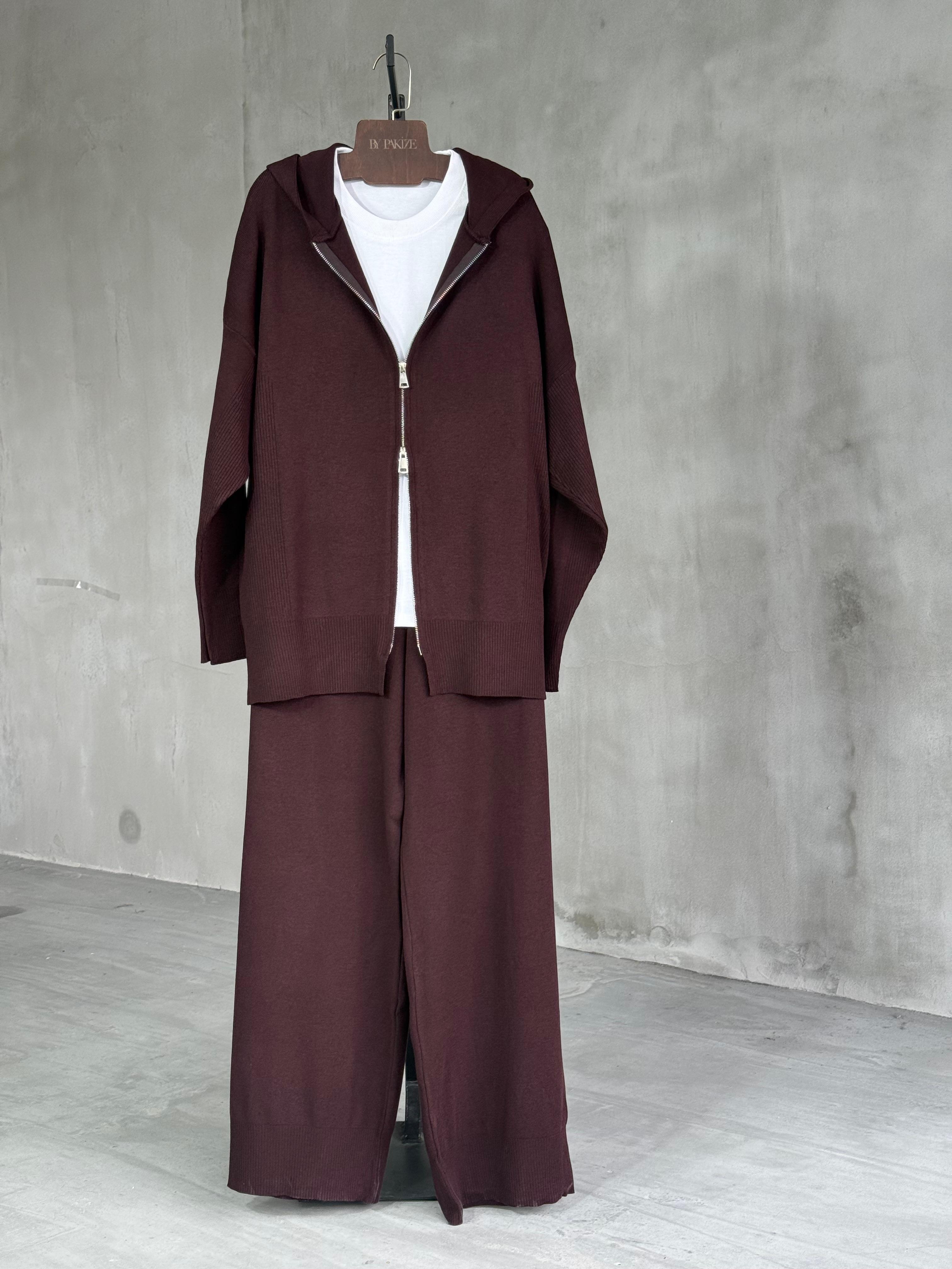 Oys Model Triko Kapşonlu Takım (Bordo)