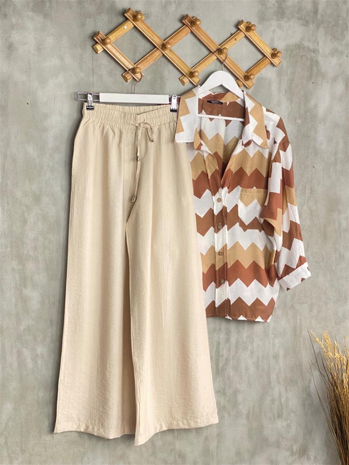 Paraşüt Kumaş Bol Pantolon (Taş)