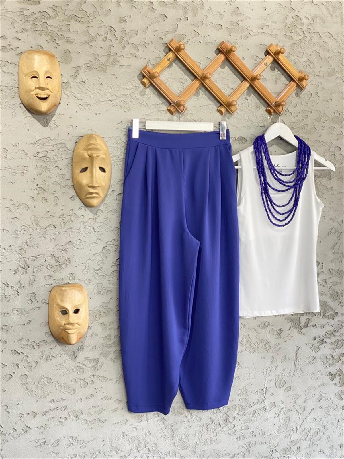 Pilili Bombeli Paça Detay Pantolon (Mor)
