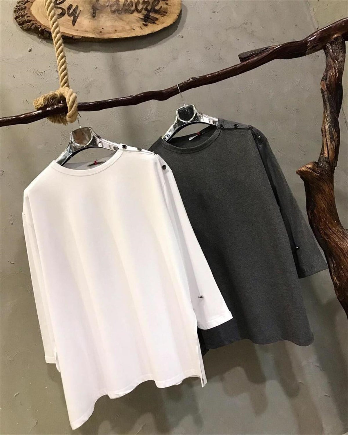 Salaş Oversize Penye Bluz (GRİ&BEYAZ)