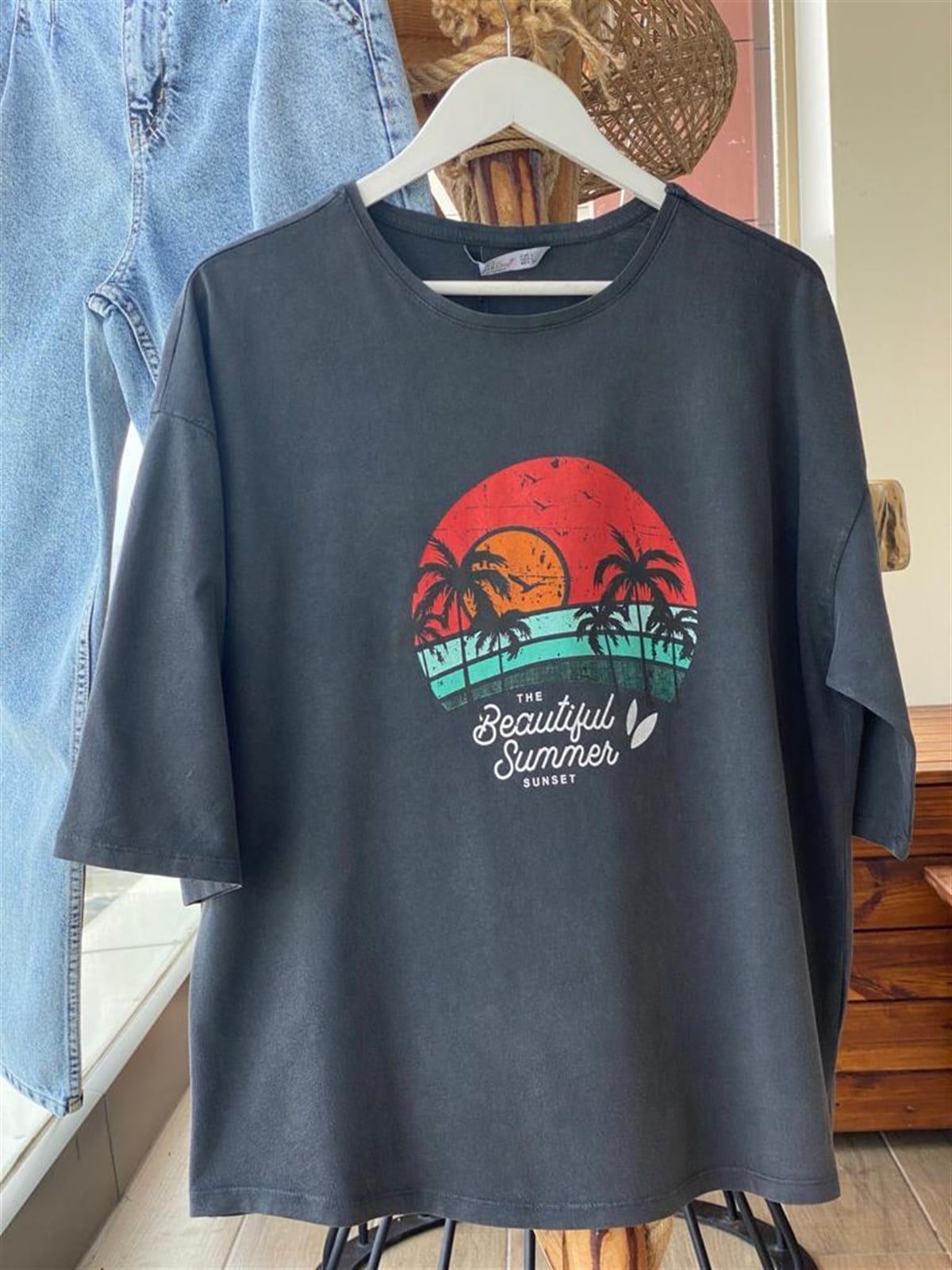 Spring Summer Baskılı Yıkamalı Tshirt