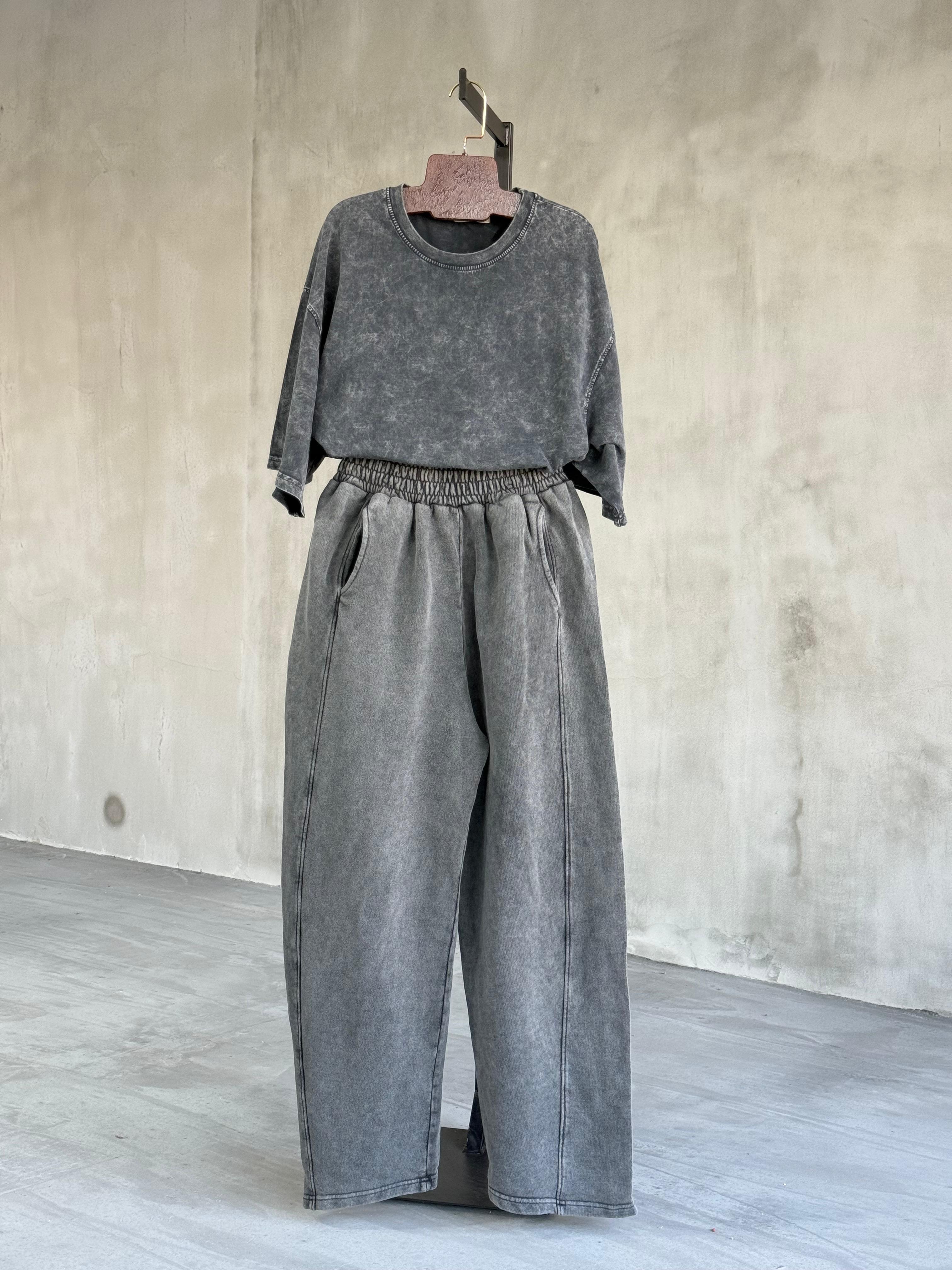 Taş Yıkama Şalvar Model Pantolon (Antrasit)