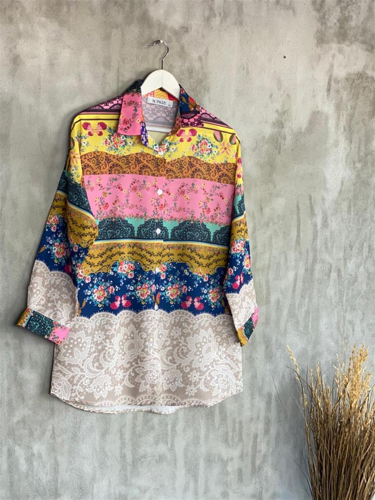 Tasarım Desen Tunik Gömlek (Karışık Renk)