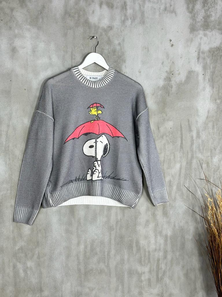 Tasarım Model Dijital Baskılı Kazak (Gri)