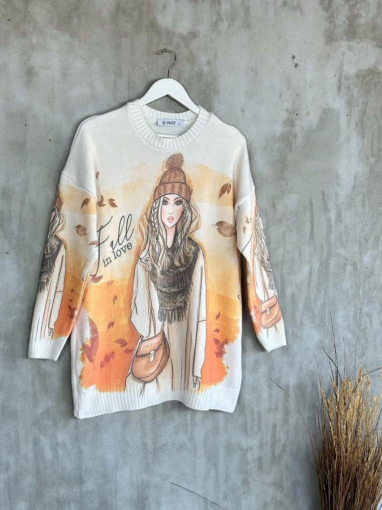 Tasarım Model Tunik Kazak (Ekru)