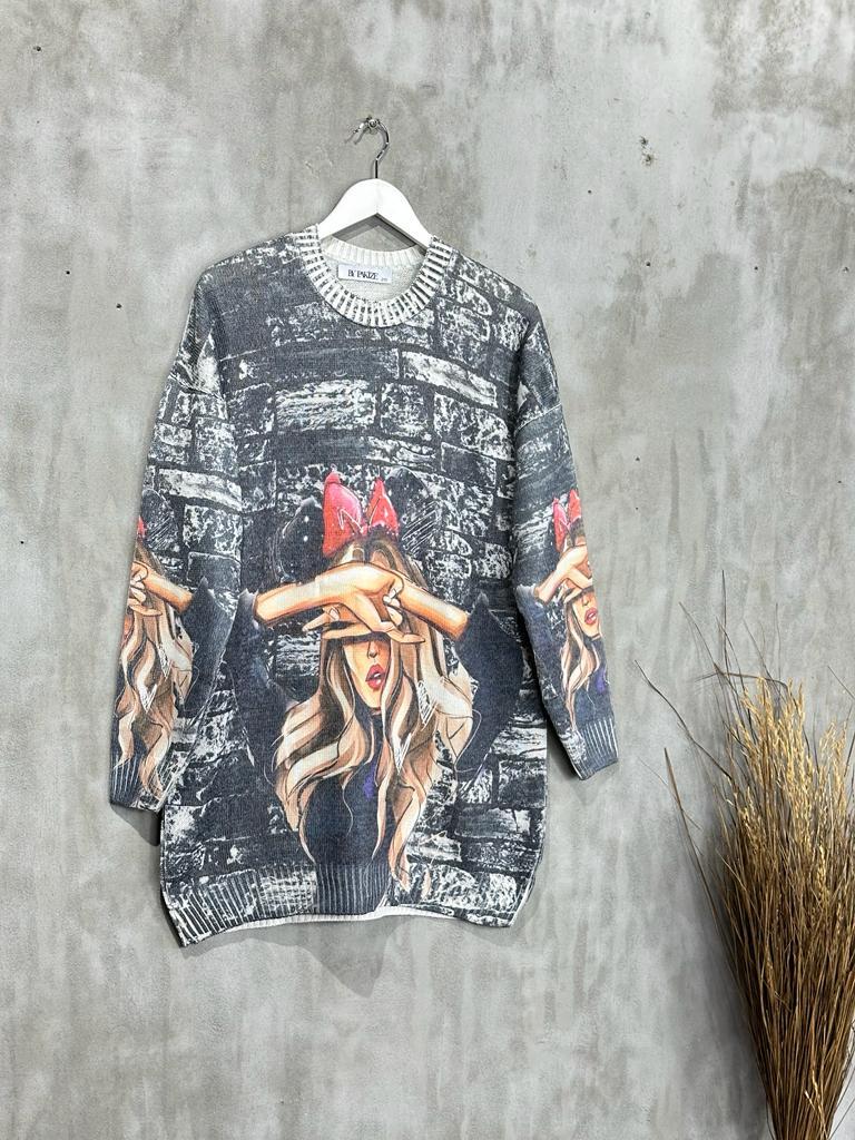 Tasarım Model Tunik Kazak (Siyah)