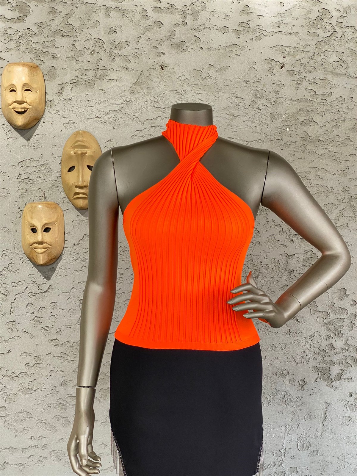 Tasarım Triko Bluz (Oranj)