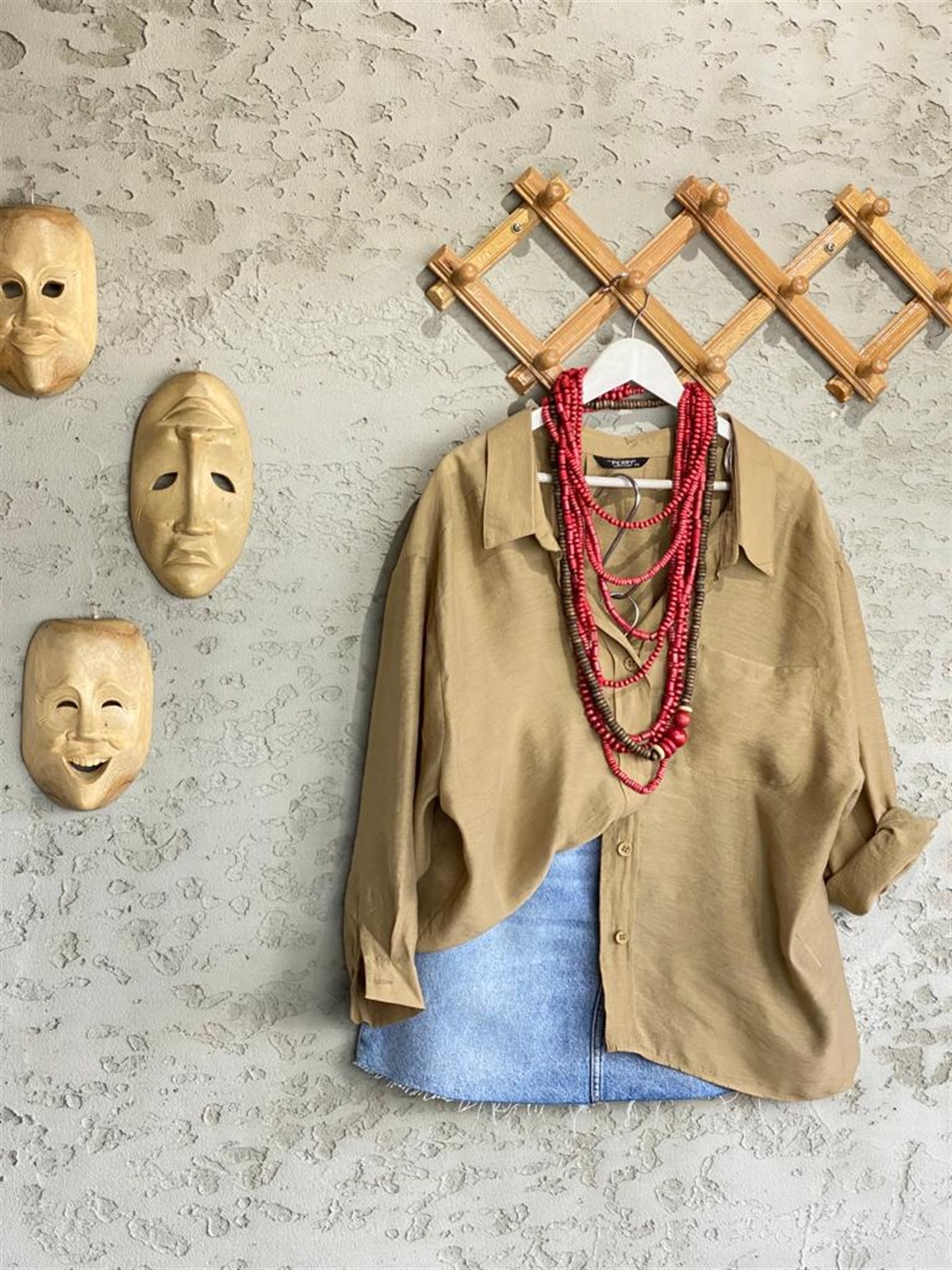 Tek Cep Detaylı Oversize Fabia Gömlek (Camel)