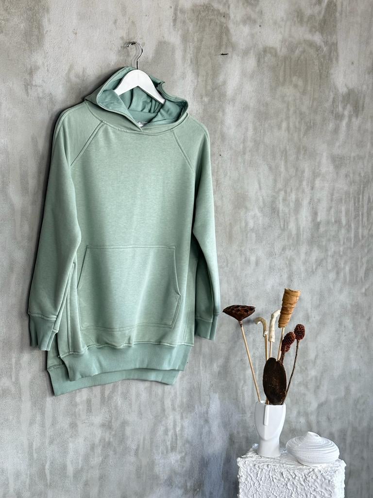 Tunik Boy Yan Yırtmaçlı Kadın Sweat (Mint)