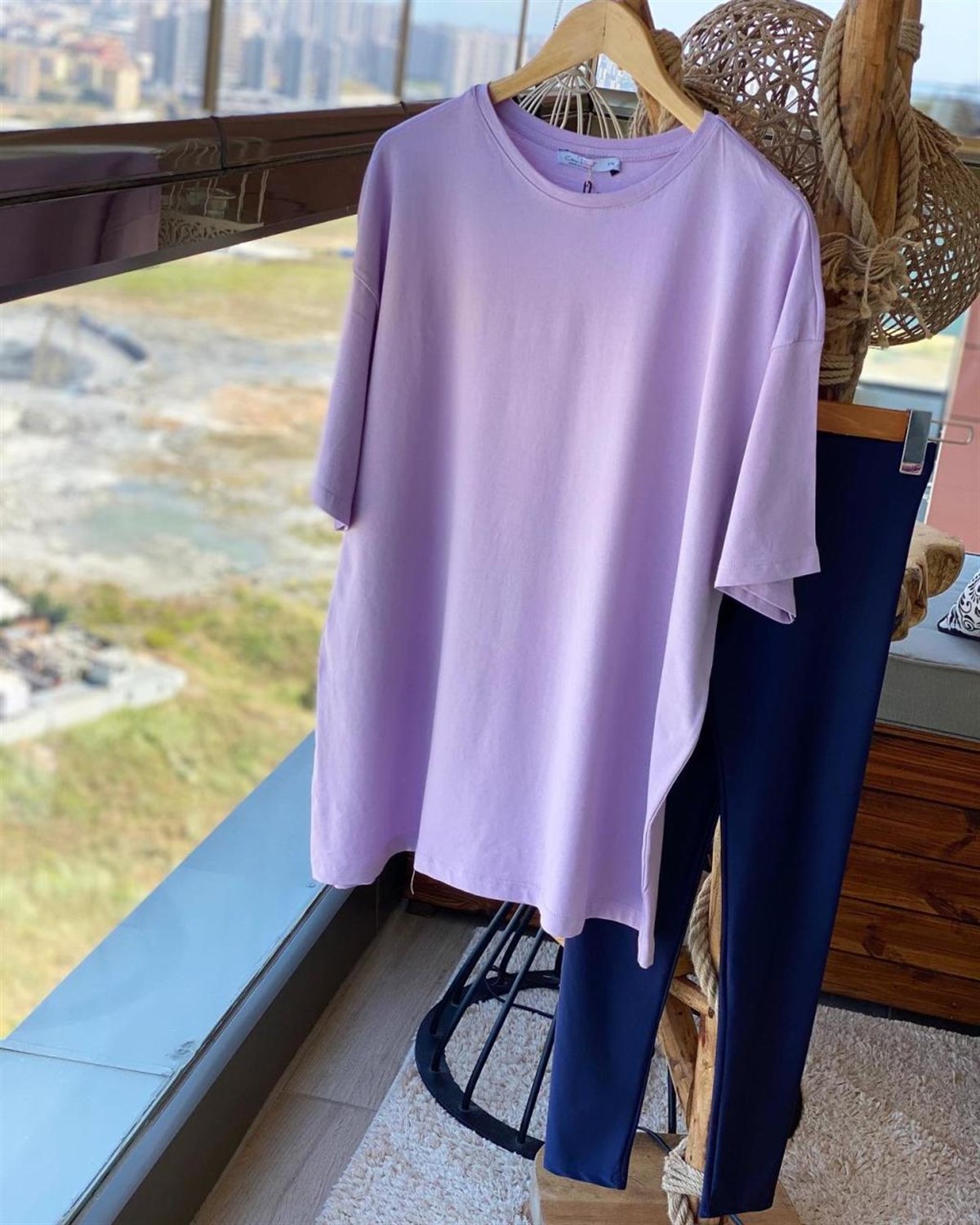 Uzun Tunik Salaş Tshirt (LİLA)