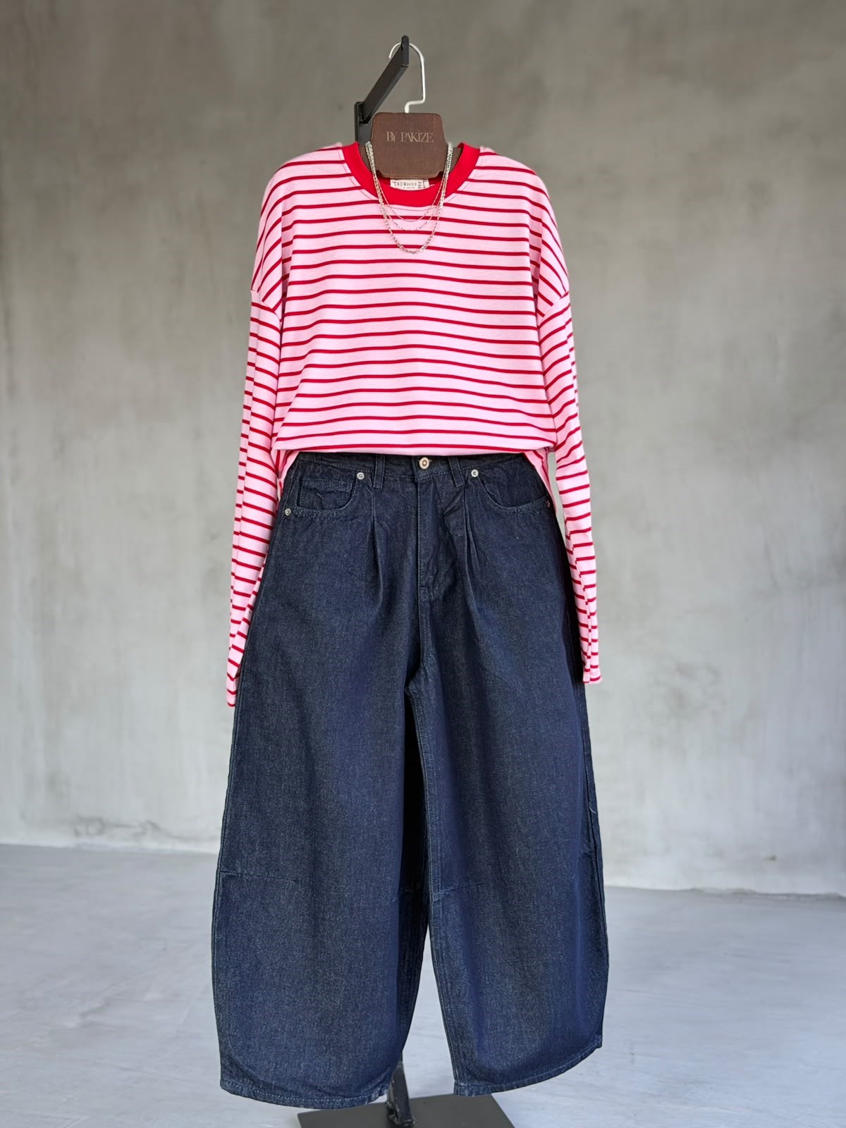 Vintage Balon Model Denim Pantolon(Lacivert)